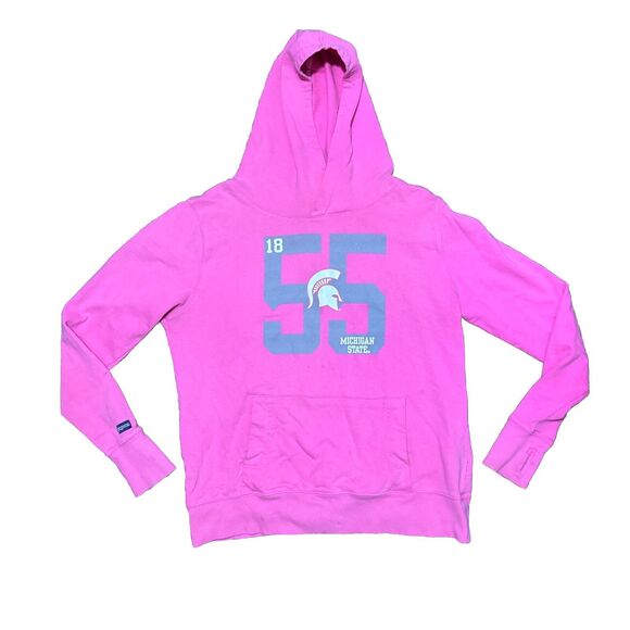 Vintage MSU Michigan State University Jansport Pink Hoodie Light Pink XXL School - Picture 1 of 7